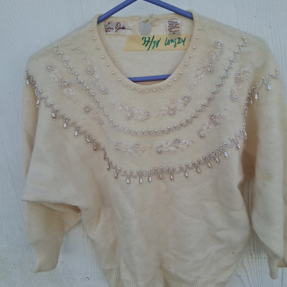 Chic Cream Sweater with Embellishments